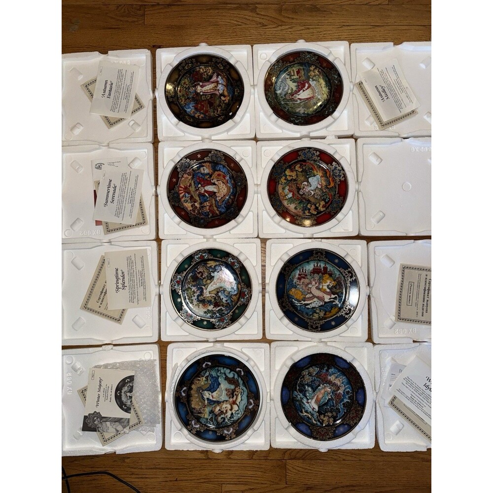 Bradford Exchange COMPLETE 8 Russian Decorative Plates - The Russian Seasons New